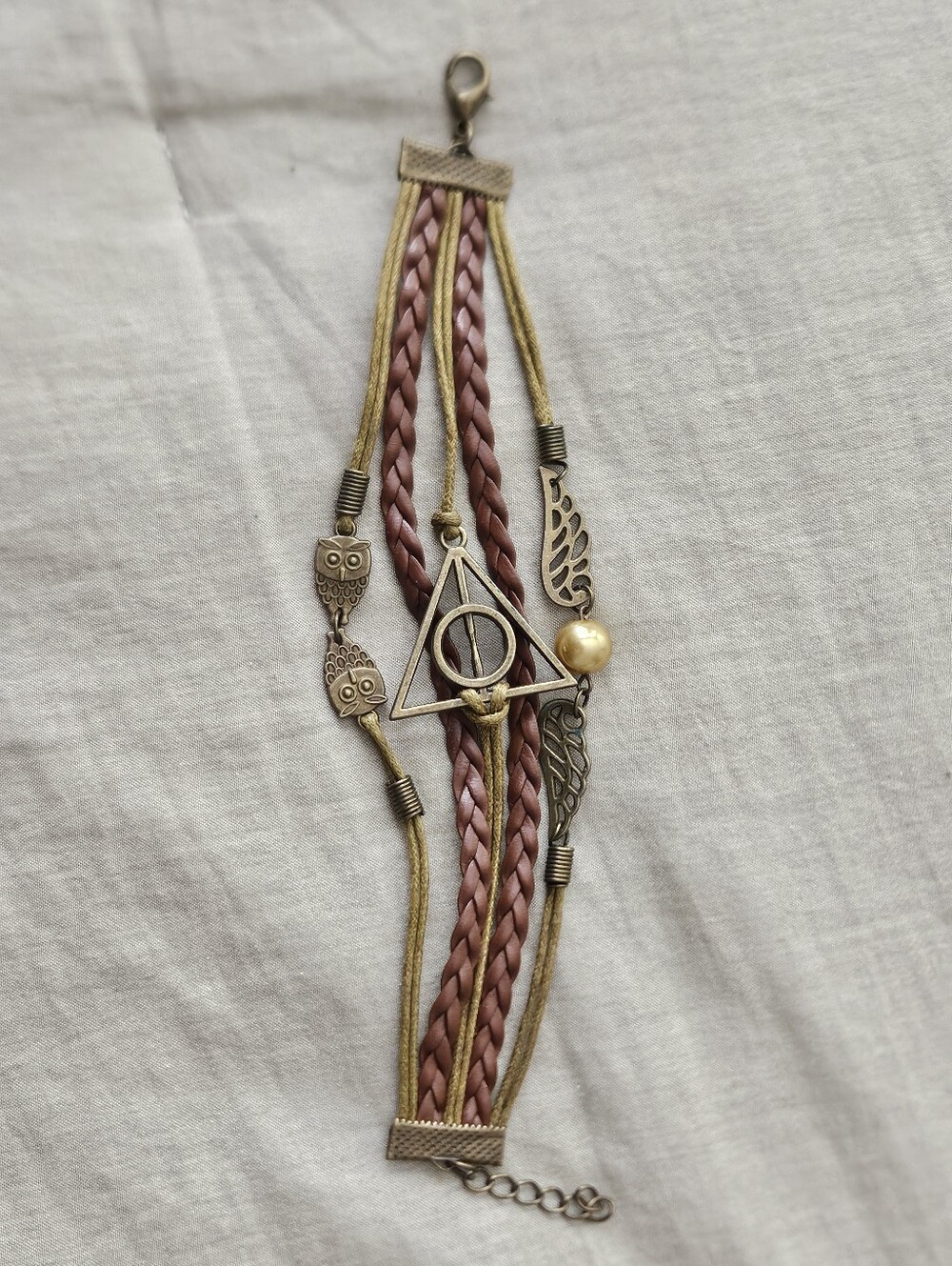 Brown and Bronze Deathly Hallows Bracelet | Harry Potter Charm Bracelet